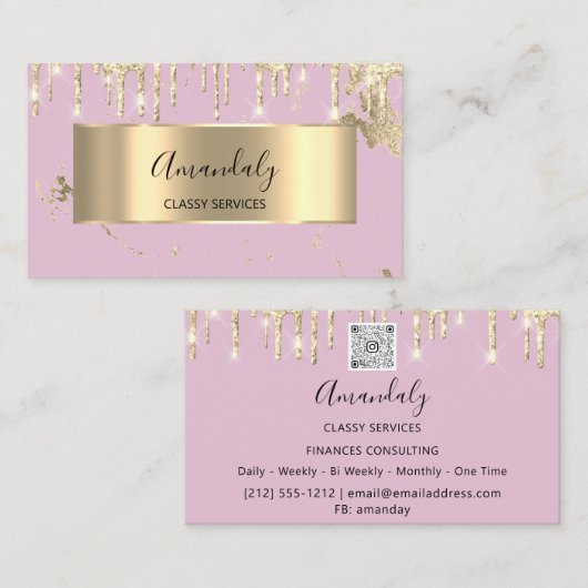 Professional Luxury Gold Royal Marble Pink Lila Visitekaartje (Voorkant / Achterkant)
