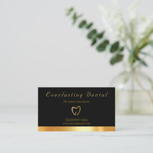 Professional Luxury Gold Tooth Dentist Visitekaartje (Staand voorkant)