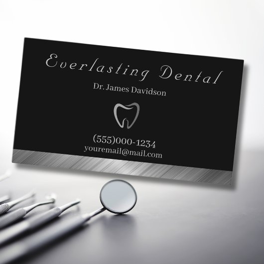Professional Luxury Silver Tooth Dentist Visitekaartje