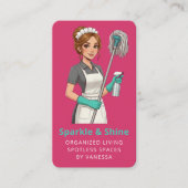 Professional Maid House Cleaning Housekeeping Pink Visitekaartje (Voorkant)