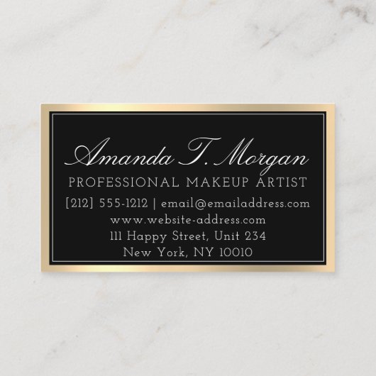 Professional Makeup Artist Eyelash Gold Black Borg Visitekaartje (Achterkant)