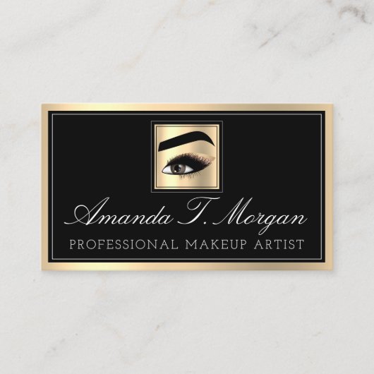 Professional Makeup Artist Eyelash Gold Black Borg Visitekaartje (Voorkant)