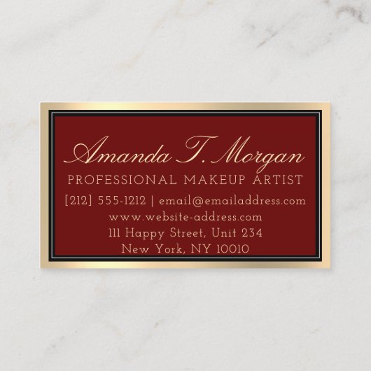 Professional Makeup Artist Eyelash Gold Bourgogne Visitekaartje (Achterkant)