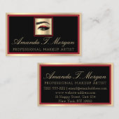 Professional Makeup Artist Eyelash Gold Red Black Visitekaartje (Voorkant / Achterkant)