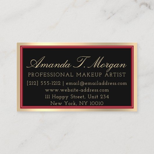 Professional Makeup Artist Eyelash Gold Red Black Visitekaartje (Achterkant)