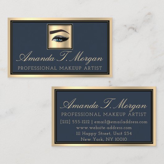 Professional Makeup Artist Eyelash Gold Roky Blue Visitekaartje (Voorkant / Achterkant)