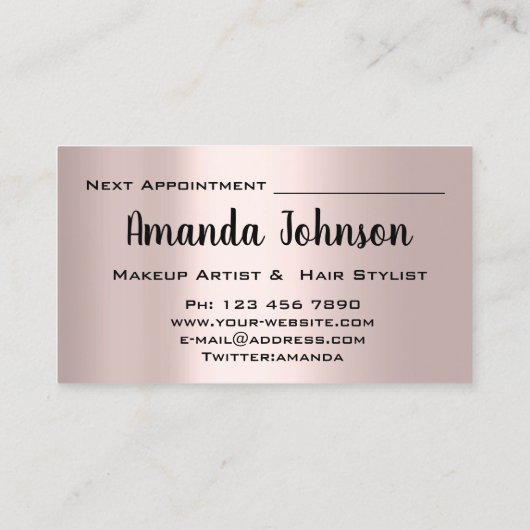 Professional Makeup Artist Eyelash Roos Confetti Visitekaartje (Achterkant)