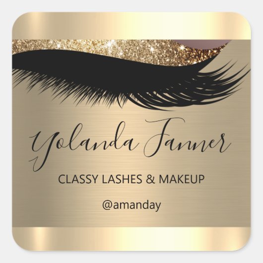 Professional Makeup Artist Eyelash Unieke Sepia Vierkante Sticker (Voorkant)