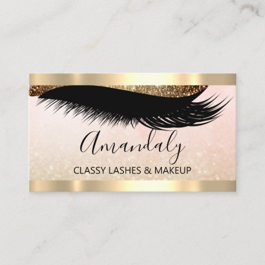 Professional Makeup Artist Eyelashes Gold Glitter Visitekaartje (Voorkant)