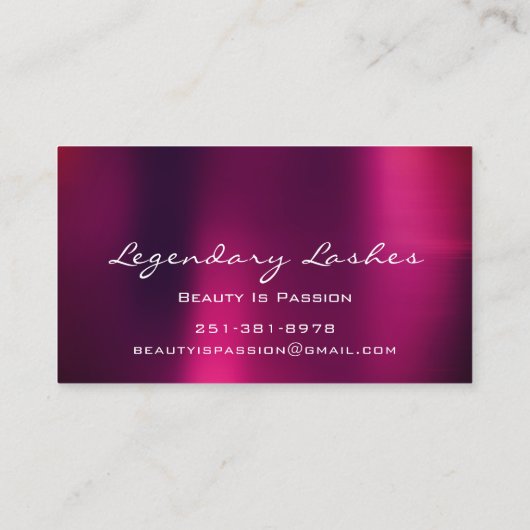 Professional Makeup Artist Holograaf Paarse Berry Visitekaartje (Achterkant)