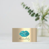 Professional Makeup Artist Kiss Lips Blue Gold Visitekaartje (Staand voorkant)