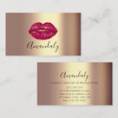Professional Makeup Artist Kiss Lips Golden Red Visitekaartje (Voorkant / Achterkant)