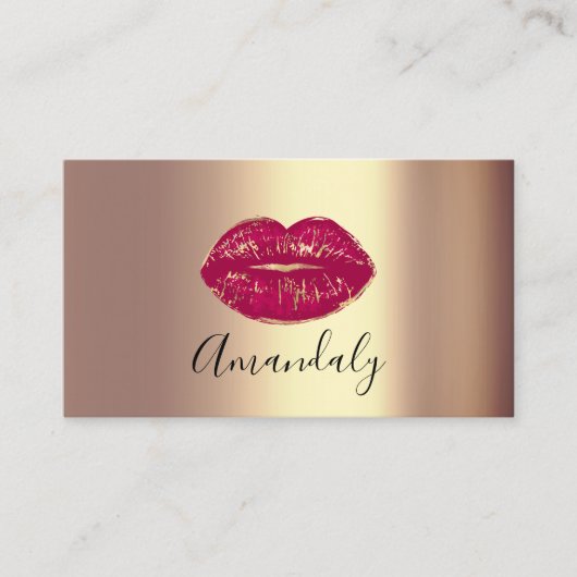 Professional Makeup Artist Kiss Lips Golden Red Visitekaartje (Voorkant)