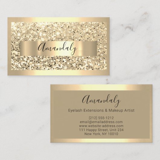 Professional Makeup Artist Lashes Gold Glitter Visitekaartje (Voorkant / Achterkant)