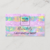 Professional Makeup Artist Logo Holograaf Paars Visitekaartje (Voorkant)