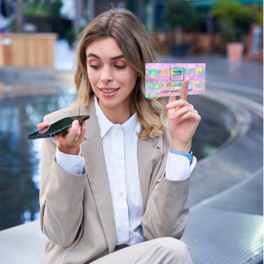 Professional Makeup Artist Logo Holograaf Paars Visitekaartje