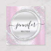 Professional Makeup Artist Pink Silver Grey Logo Vierkante Visitekaartje (Voorkant)