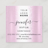 Professional Makeup Artist Pink Silver Grey Logo Vierkante Visitekaartje (Achterkant)