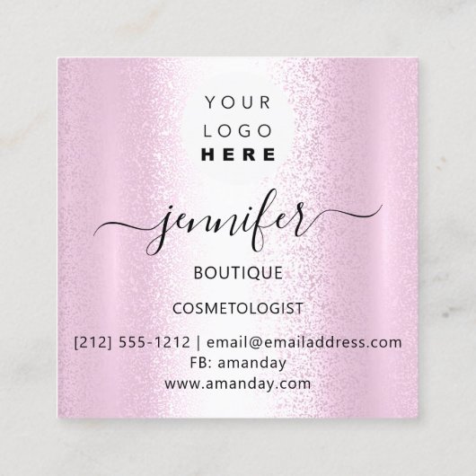 Professional Makeup Artist Pink Silver Grey Logo Vierkante Visitekaartje (Achterkant)