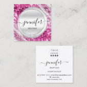 Professional Makeup Artist Pink Silver Grey Logo Vierkante Visitekaartje (Voorkant / Achterkant)