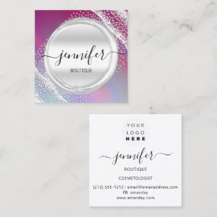 Professional Makeup Artist Silver Grey Logo Vierkante Visitekaartje