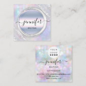 Professional Makeup Artist Silver Holograaf Logo Vierkante Visitekaartje (Voorkant / Achterkant)