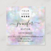 Professional Makeup Artist Silver Holograaf Logo Vierkante Visitekaartje (Achterkant)