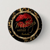 Professional Makeup-artistiek - Rood, zwart en mar Ronde Button 5,7 Cm (Voorkant)