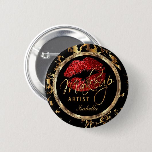 Professional Makeup-artistiek - Rood, zwart en mar Ronde Button 5,7 Cm (Voorkant /achterkant)