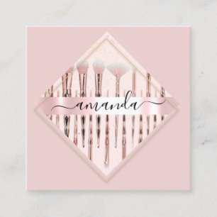 Professional Makeup artistieke Logo borstels Roos Vierkante Visitekaartje