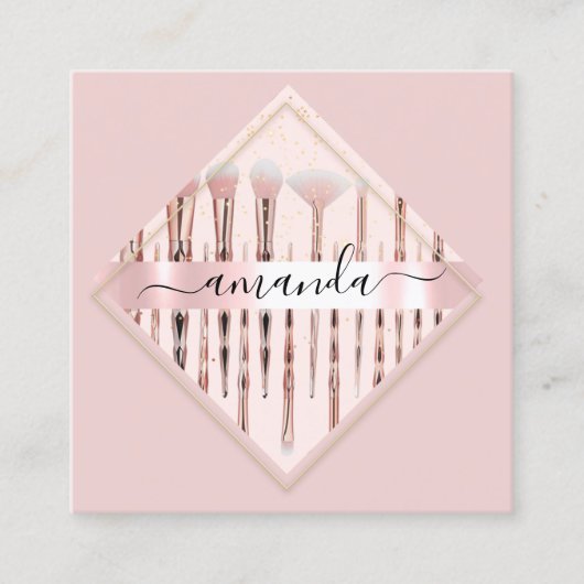 Professional Makeup artistieke Logo borstels Roos Vierkante Visitekaartje (Voorkant)