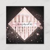 Professional Makeup artistieke Logo penselen Roos  Vierkante Visitekaartje (Voorkant)