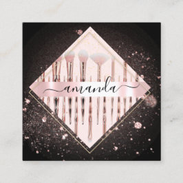 Professional Makeup artistieke Logo penselen Roos  Vierkante Visitekaartje