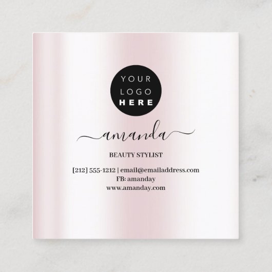 Professional Makeup artistieke Logo penselen Roos  Vierkante Visitekaartje (Achterkant)