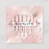 Professional Makeup artistieke Logo penselen Roos  Vierkante Visitekaartje (Voorkant)