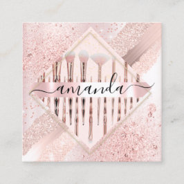 Professional Makeup artistieke Logo penselen Roos  Vierkante Visitekaartje