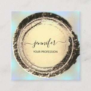 Professional Makeup Blue Gold Modern Square Vierkante Visitekaartje