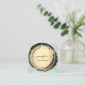 Professional Makeup Blue Gold Modern Square Vierkante Visitekaartje (Staand voorkant)