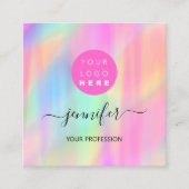 Professional Makeup Boutique Logo QR code Roze Vierkante Visitekaartje (Voorkant)