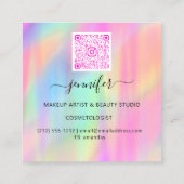 Professional Makeup Boutique Logo QR code Roze Vierkante Visitekaartje (Achterkant)