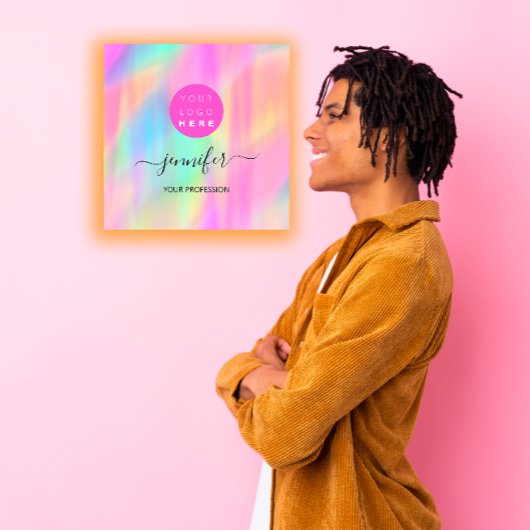 Professional Makeup Boutique Logo QR code Roze Vierkante Visitekaartje