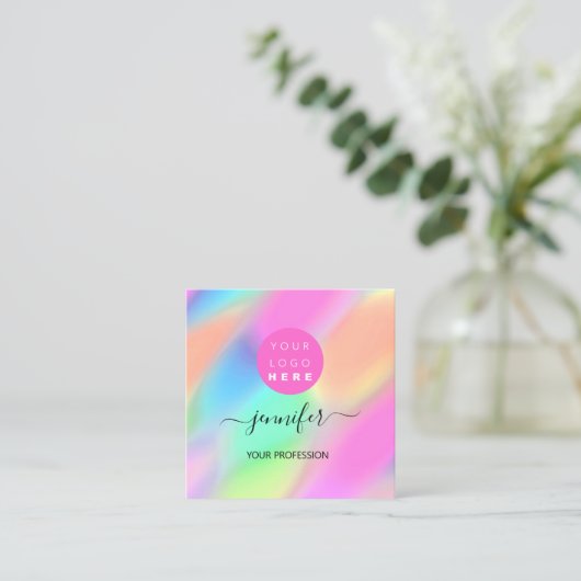 Professional Makeup Boutique Logo QRCode Unique Vierkante Visitekaartje (Staand voorkant)