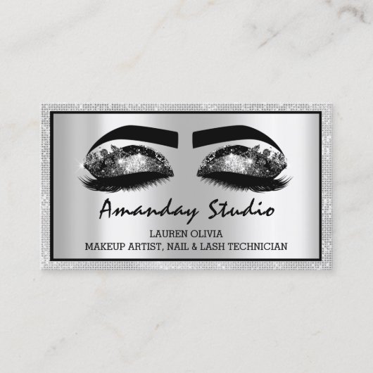 Professional Makeup Eyelash Black Grey Appointment Visitekaartje (Voorkant)
