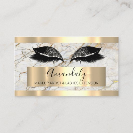 Professional Makeup Eyelash Extension Gold Marble Visitekaartje (Voorkant)