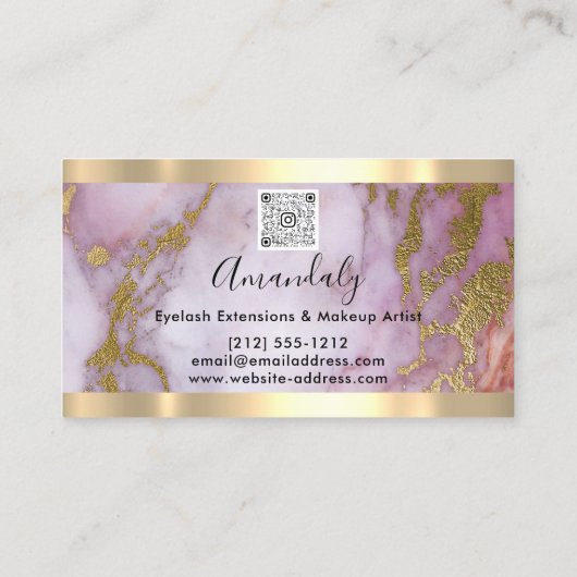 Professional Makeup Eyelash Extension Marble QR Visitekaartje (Achterkant)