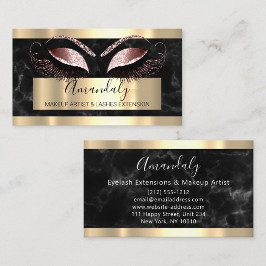 Professional Makeup Eyelash Extension Roos Marble Visitekaartje (Voorkant / Achterkant)