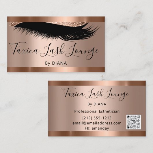 Professional Makeup Eyelash Logo QRCODE Visitekaartje (Voorkant / Achterkant)