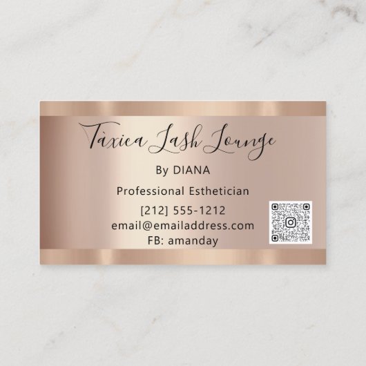 Professional Makeup Eyelash Roos Glitter QRCODE Visitekaartje (Achterkant)