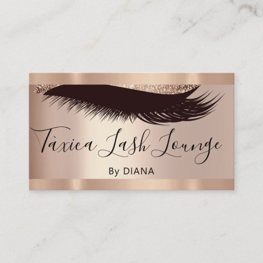 Professional Makeup Eyelash Roos Glitter QRCODE Visitekaartje (Voorkant)