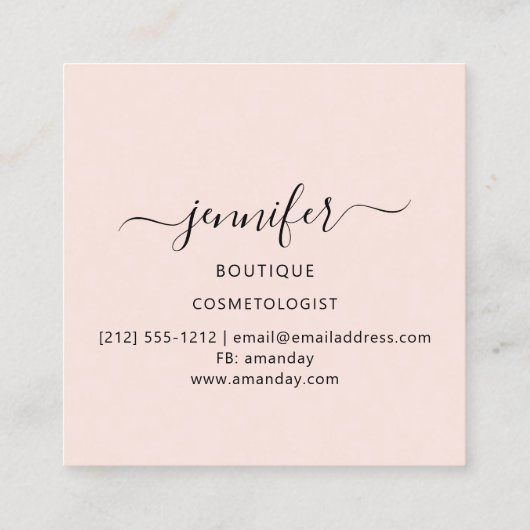 Professional Makeup Eyelashes Extension Pink Vierkante Visitekaartje (Achterkant)